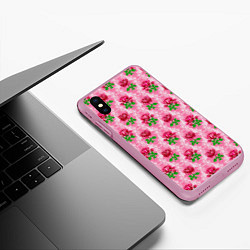 Чехол iPhone XS Max матовый Декор из нежных роз, цвет: 3D-розовый — фото 2
