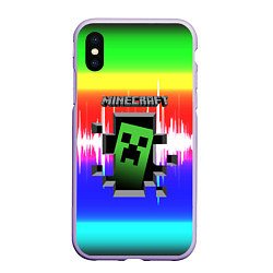 Чехол iPhone XS Max матовый Minecraft S, цвет: 3D-светло-сиреневый