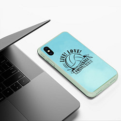 Чехол iPhone XS Max матовый LIVE! LOVE! VOLLEYBALL!, цвет: 3D-салатовый — фото 2