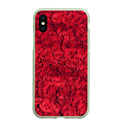 Чехол iPhone XS Max матовый Розы, цвет: 3D-салатовый