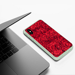 Чехол iPhone XS Max матовый Розы, цвет: 3D-салатовый — фото 2