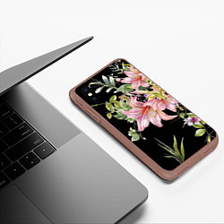 Чехол iPhone XS Max матовый Букет лилий, цвет: 3D-коричневый — фото 2