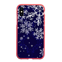 Чехол iPhone XS Max матовый Новогодние снежинки