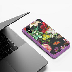 Чехол iPhone XS Max матовый Цветы, цвет: 3D-фиолетовый — фото 2