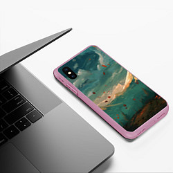 Чехол iPhone XS Max матовый Горы, цвет: 3D-розовый — фото 2