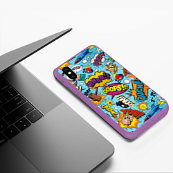 Чехол iPhone XS Max матовый Pop art comics, цвет: 3D-фиолетовый — фото 2