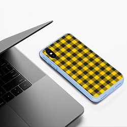 Чехол iPhone XS Max матовый Желтая клетка, цвет: 3D-голубой — фото 2
