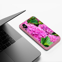 Чехол iPhone XS Max матовый Гортензия, цвет: 3D-малиновый — фото 2