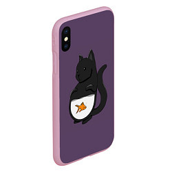 Чехол iPhone XS Max матовый Довольный кот, цвет: 3D-розовый — фото 2