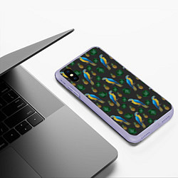 Чехол iPhone XS Max матовый Попугай Ара, цвет: 3D-светло-сиреневый — фото 2