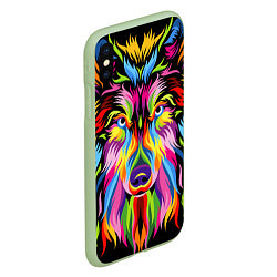 Чехол iPhone XS Max матовый Neon wolf, цвет: 3D-салатовый — фото 2