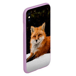 Чехол iPhone XS Max матовый Лиса и снег, цвет: 3D-сиреневый — фото 2