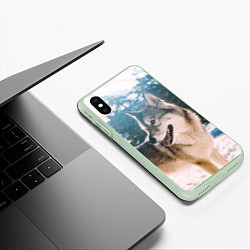 Чехол iPhone XS Max матовый Волк и снег, цвет: 3D-салатовый — фото 2