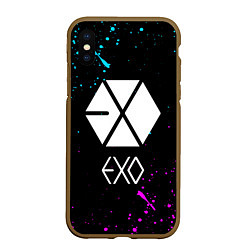 Чехол iPhone XS Max матовый EXO BAND, цвет: 3D-коричневый
