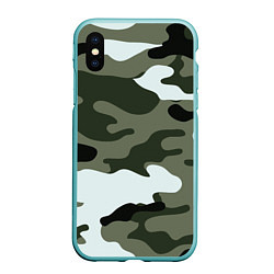 Чехол iPhone XS Max матовый Camouflage 2, цвет: 3D-мятный