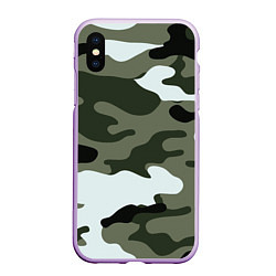 Чехол iPhone XS Max матовый Camouflage 2, цвет: 3D-сиреневый