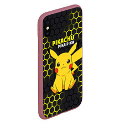 Чехол iPhone XS Max матовый Pikachu Pika Pika, цвет: 3D-малиновый — фото 2
