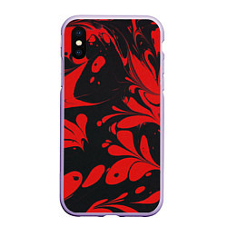 Чехол iPhone XS Max матовый Красный Мрамор, цвет: 3D-светло-сиреневый