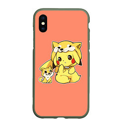 Чехол iPhone XS Max матовый Pikachu Pika Pika, цвет: 3D-темно-зеленый