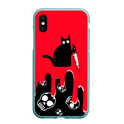 Чехол iPhone XS Max матовый WHAT CAT, цвет: 3D-мятный