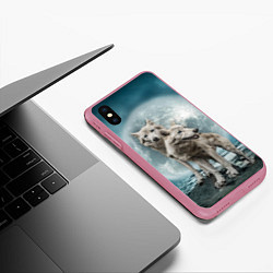 Чехол iPhone XS Max матовый Волки альбиносы, цвет: 3D-малиновый — фото 2