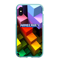 Чехол iPhone XS Max матовый Minecraft - pattern, цвет: 3D-мятный