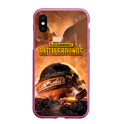 Чехол iPhone XS Max матовый PlayerUnknowns Battlegrounds, цвет: 3D-малиновый