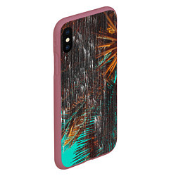 Чехол iPhone XS Max матовый Palm glitch art, цвет: 3D-малиновый — фото 2