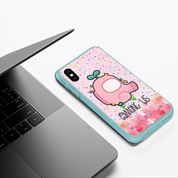 Чехол iPhone XS Max матовый Among Us girl, цвет: 3D-мятный — фото 2