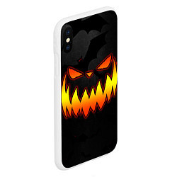 Чехол iPhone XS Max матовый Pumpkin smile and bats, цвет: 3D-белый — фото 2