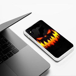 Чехол iPhone XS Max матовый Pumpkin smile and bats, цвет: 3D-белый — фото 2
