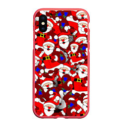 Чехол iPhone XS Max матовый Русский Санта Клаус, цвет: 3D-красный