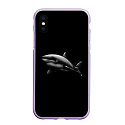 Чехол iPhone XS Max матовый Акула, цвет: 3D-сиреневый