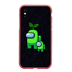Чехол iPhone XS Max матовый Among us Lime kid lime, цвет: 3D-красный