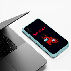 Чехол iPhone XS Max матовый Among us Impostor, цвет: 3D-мятный — фото 2