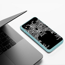 Чехол iPhone XS Max матовый Фэнтези мотылёк, цвет: 3D-мятный — фото 2