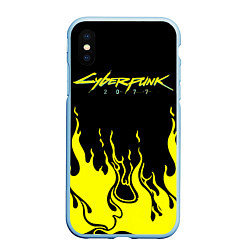 Чехол iPhone XS Max матовый CYBERPUNK 2077, цвет: 3D-голубой