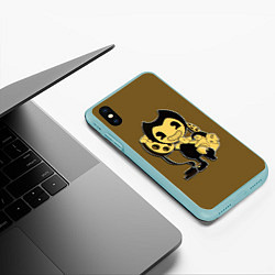 Чехол iPhone XS Max матовый Bendy And The Ink Machine, цвет: 3D-мятный — фото 2