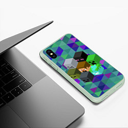 Чехол iPhone XS Max матовый Minecraft, цвет: 3D-салатовый — фото 2