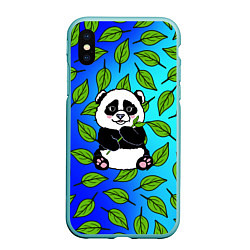 Чехол iPhone XS Max матовый Панда, цвет: 3D-мятный