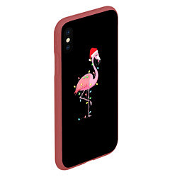 Чехол iPhone XS Max матовый Новогодний Фламинго, цвет: 3D-красный — фото 2