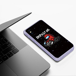Чехол iPhone XS Max матовый AMONG US - IMPOSTOR, цвет: 3D-светло-сиреневый — фото 2