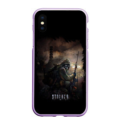 Чехол iPhone XS Max матовый S T A L K E R, цвет: 3D-сиреневый