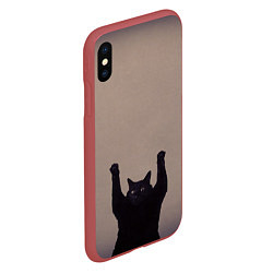 Чехол iPhone XS Max матовый Кот сдается, цвет: 3D-красный — фото 2