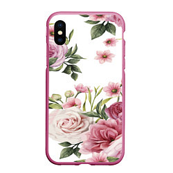 Чехол iPhone XS Max матовый Розовые розы