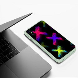 Чехол iPhone XS Max матовый Крестики, цвет: 3D-салатовый — фото 2