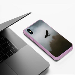 Чехол iPhone XS Max матовый Орёл над лесом, цвет: 3D-сиреневый — фото 2