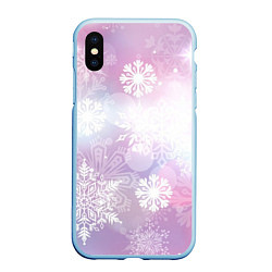 Чехол iPhone XS Max матовый Снежинки, цвет: 3D-голубой