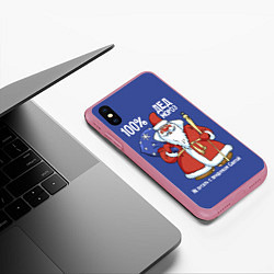 Чехол iPhone XS Max матовый 100% Дед Мороз, цвет: 3D-малиновый — фото 2