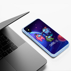 Чехол iPhone XS Max матовый Among Us Space, цвет: 3D-голубой — фото 2